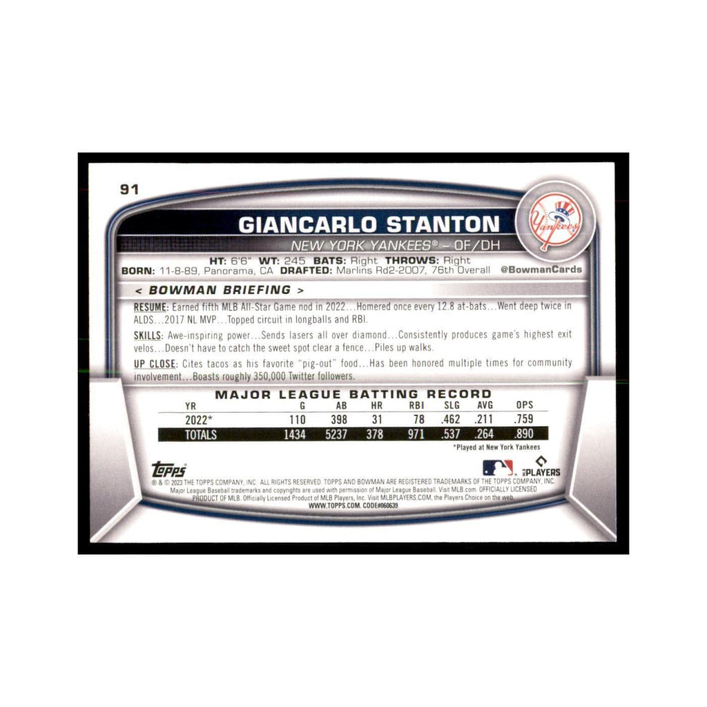 2023 Bowman Giancarlo Stanton Baseball Cards #91
