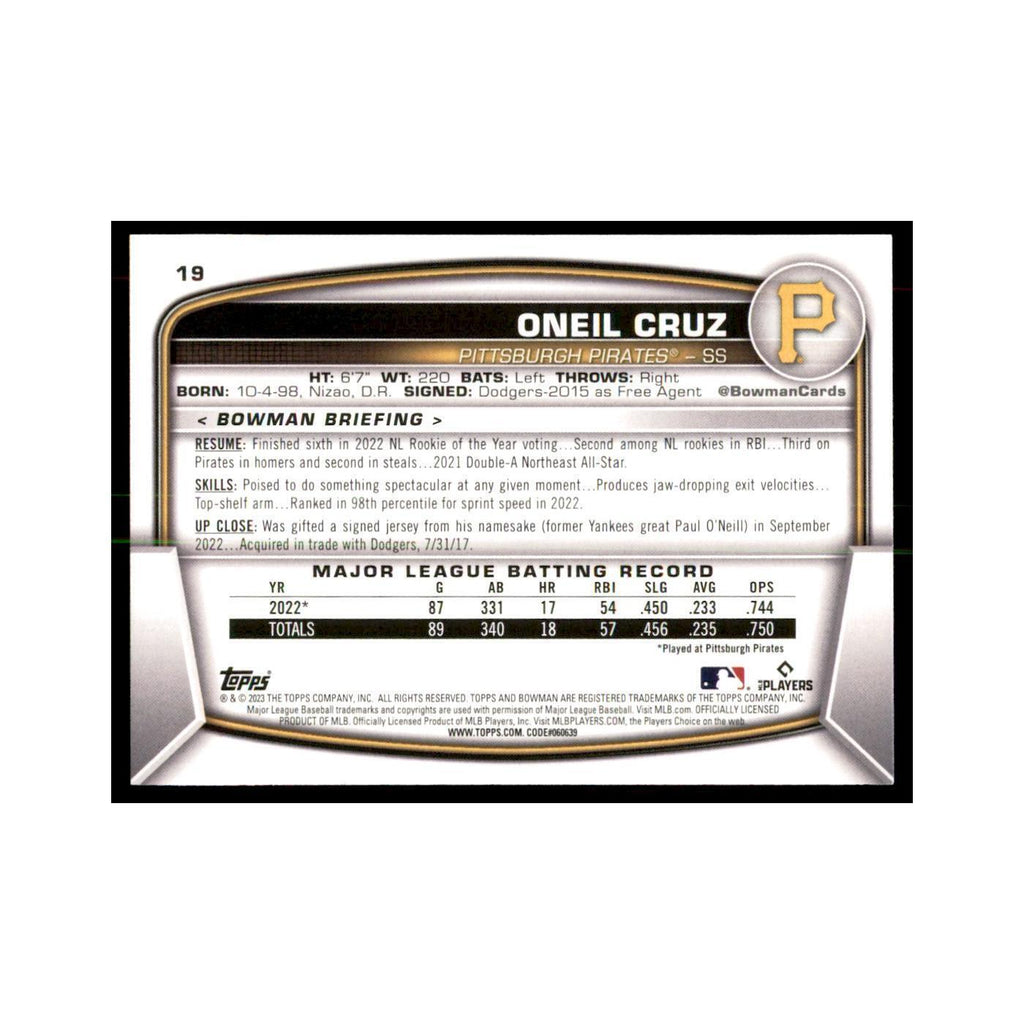 2023 Bowman Oneil Cruz Baseball Cards #19