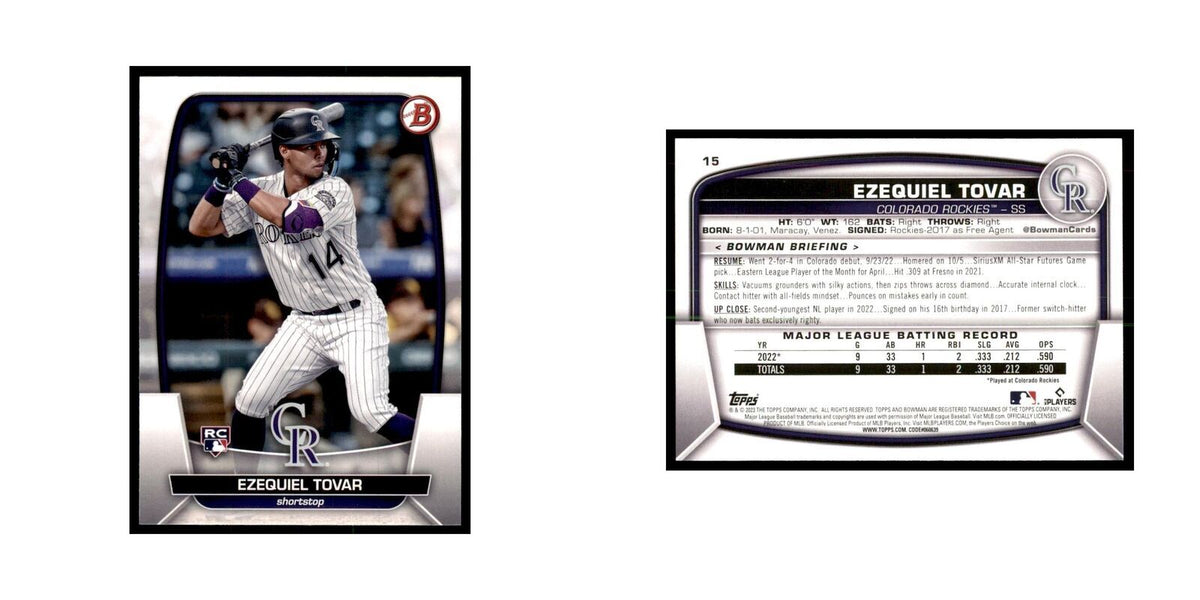 2023 Bowman Ezequiel Tovar RC Baseball Cards #15