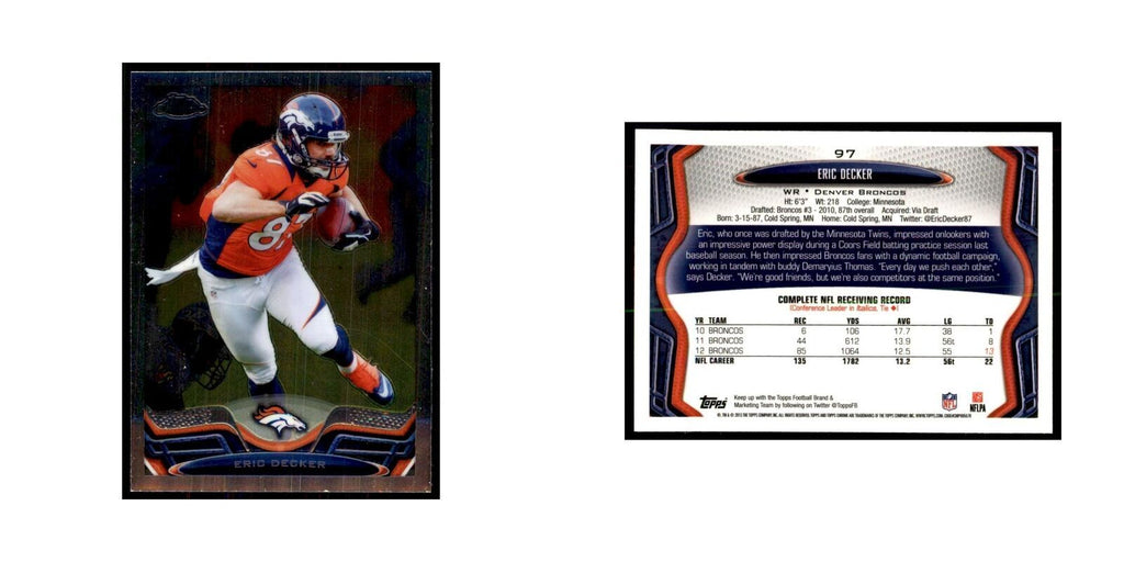 2013 Topps Chrome Eric Decker Football Cards #97