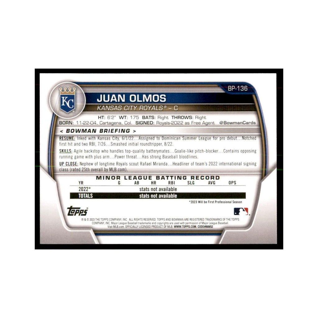 2023 Bowman Juan Olmos Bowman 1st Baseball Cards #BP-136