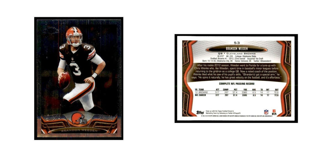 2013 Topps Chrome Brandon Weeden Football Cards #53