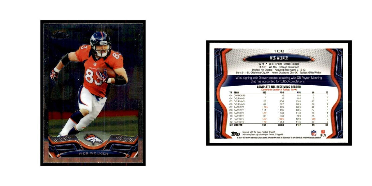 2013 Topps Chrome Wes Welker Football Cards #108