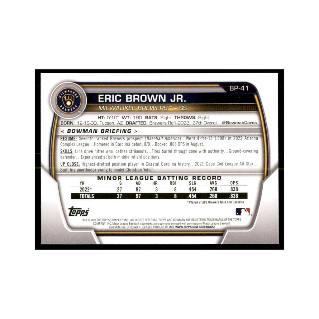 2023 Bowman Eric Brown Jr. Baseball Cards #BP-41