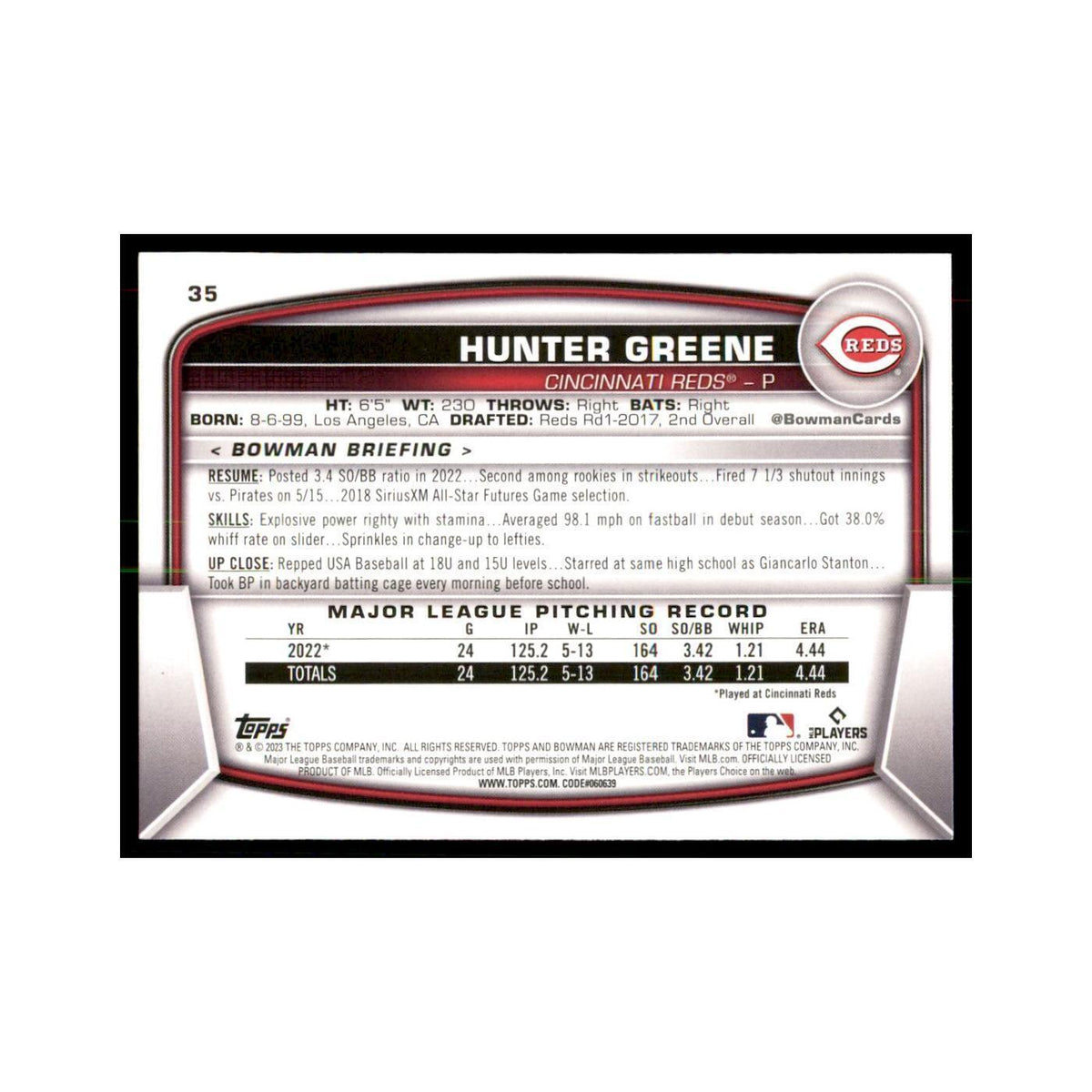 2023 Bowman Hunter Greene Baseball Cards #35