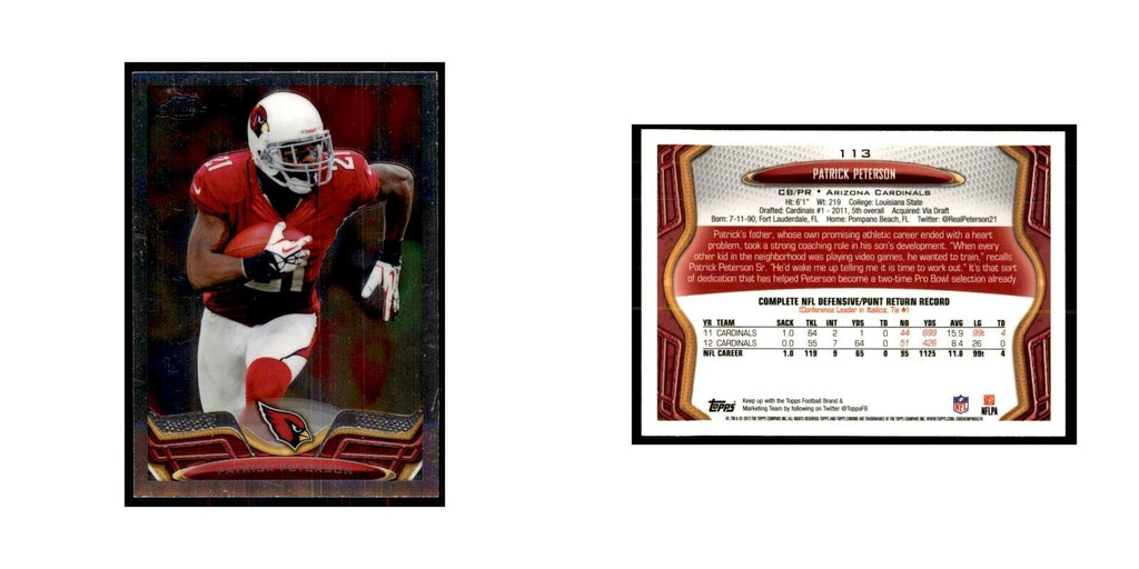 2013 Topps Chrome Patrick Peterson Football Cards #113
