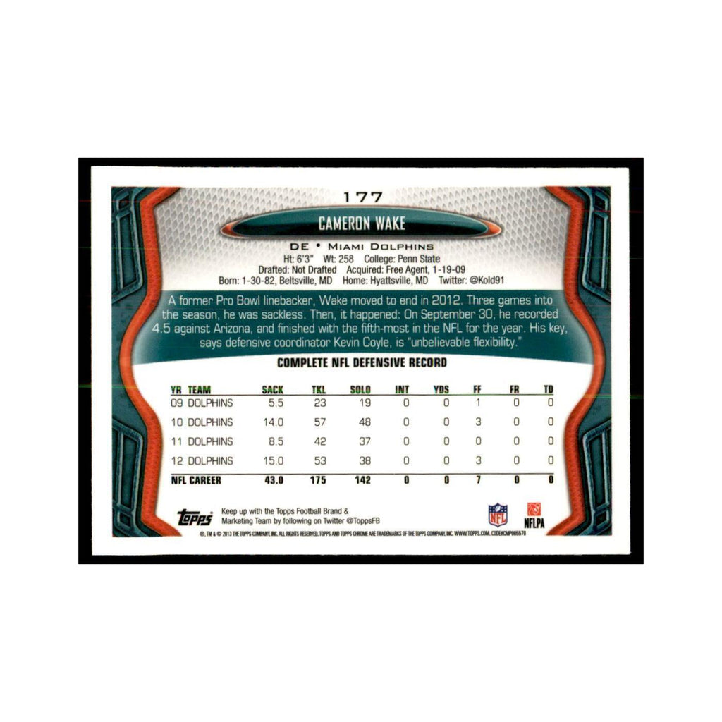 2013 Topps Chrome Cameron Wake Football Cards #177