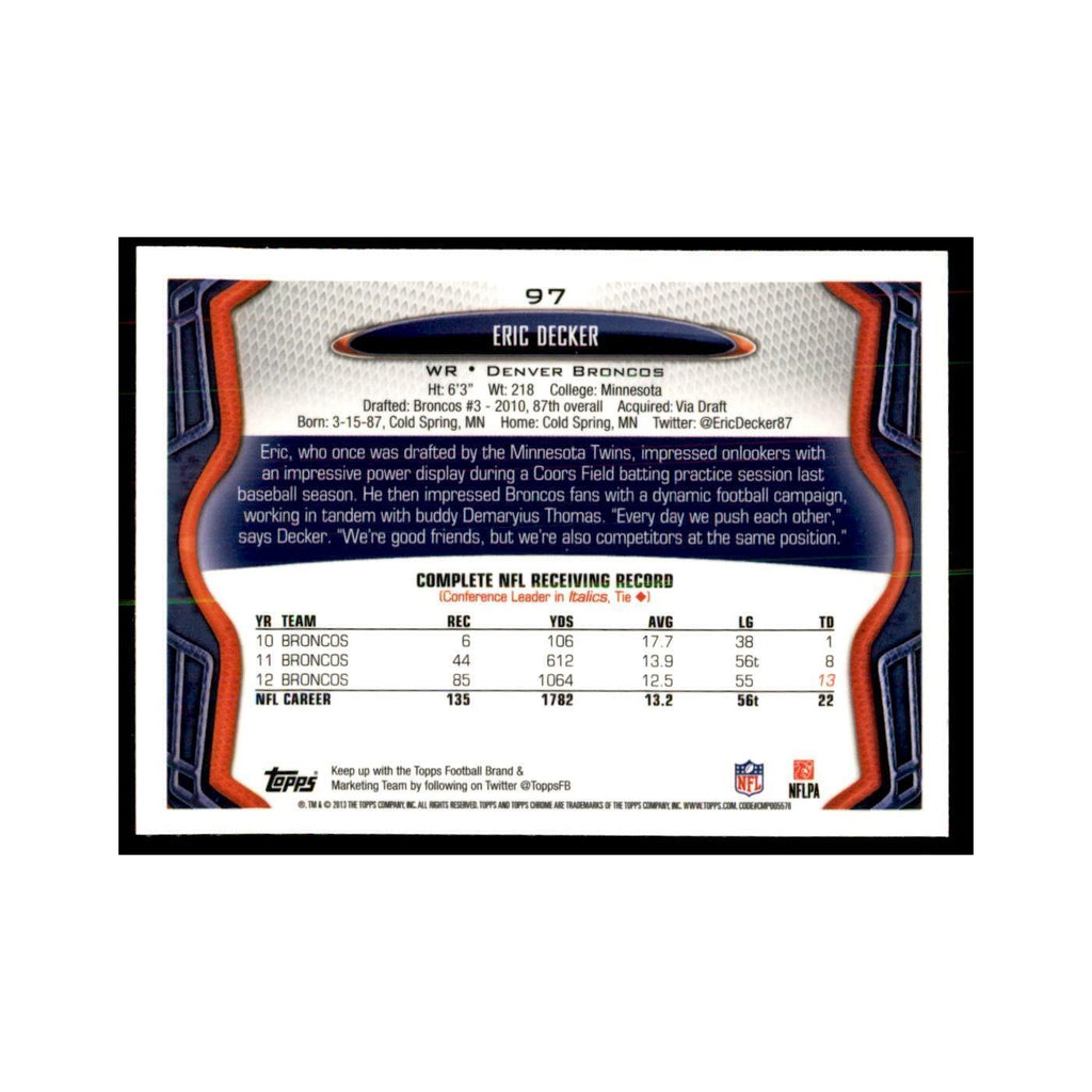 2013 Topps Chrome Eric Decker Football Cards #97