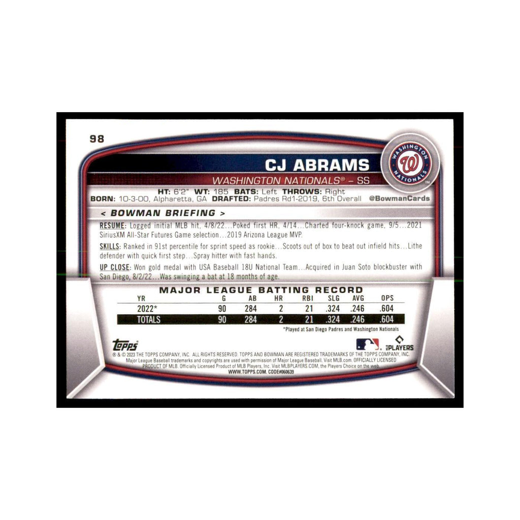 2023 Bowman CJ Abrams Baseball Cards #98