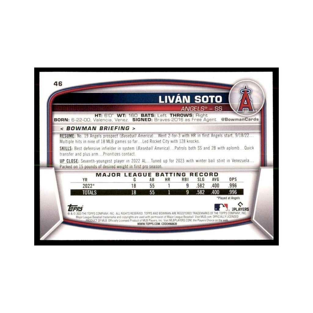 2023 Bowman Livan Soto RC Baseball Cards #46