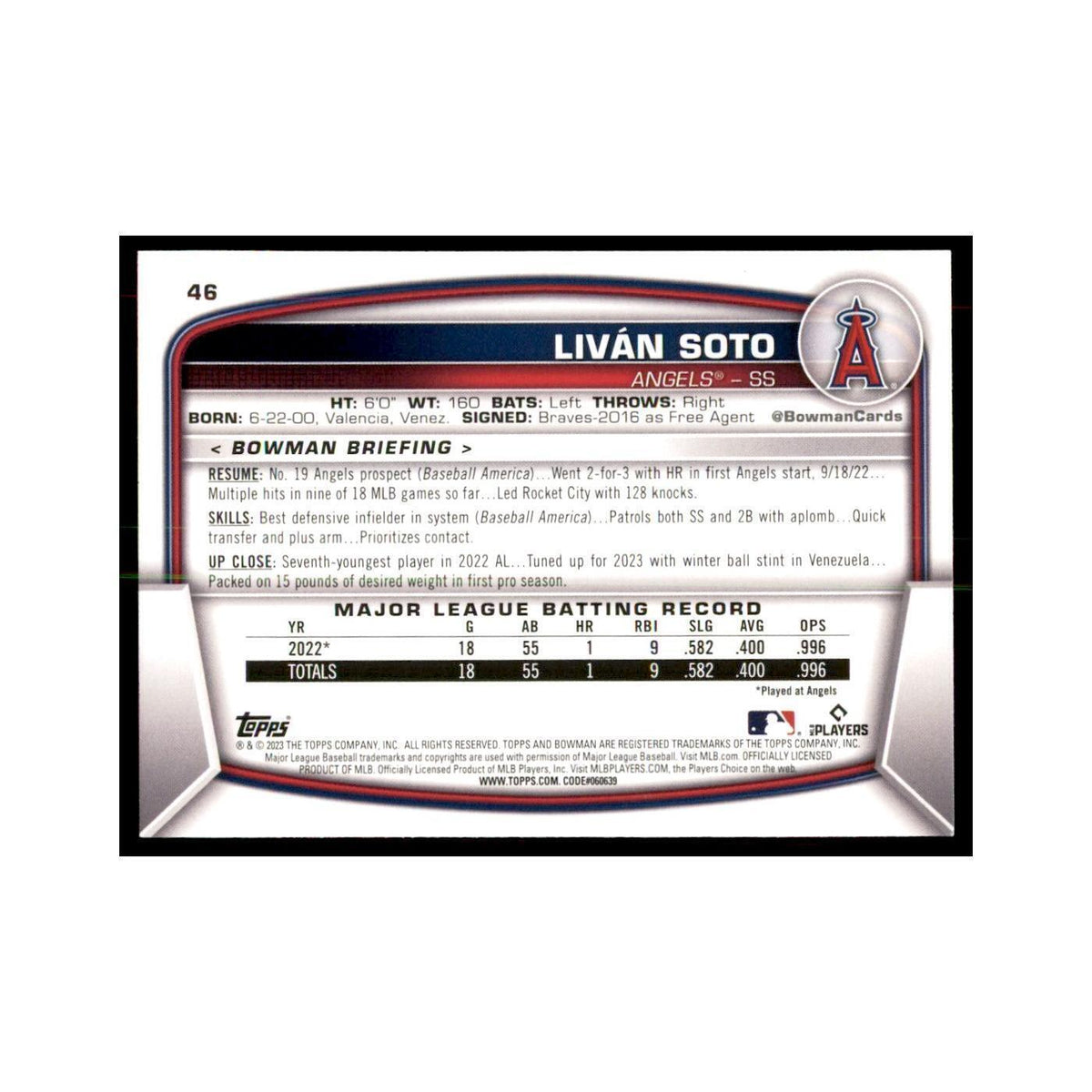2023 Bowman Livan Soto RC Baseball Cards #46