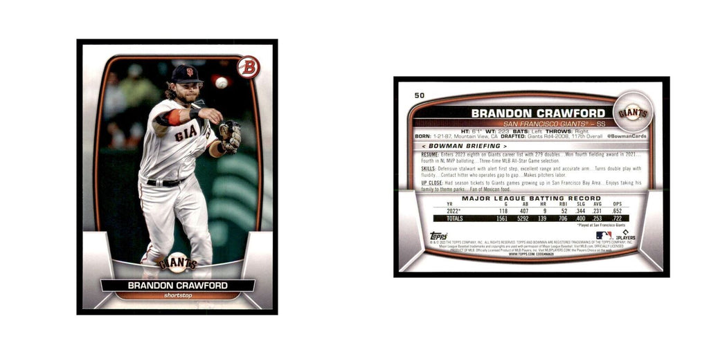 2023 Bowman Brandon Crawford Baseball Cards #50