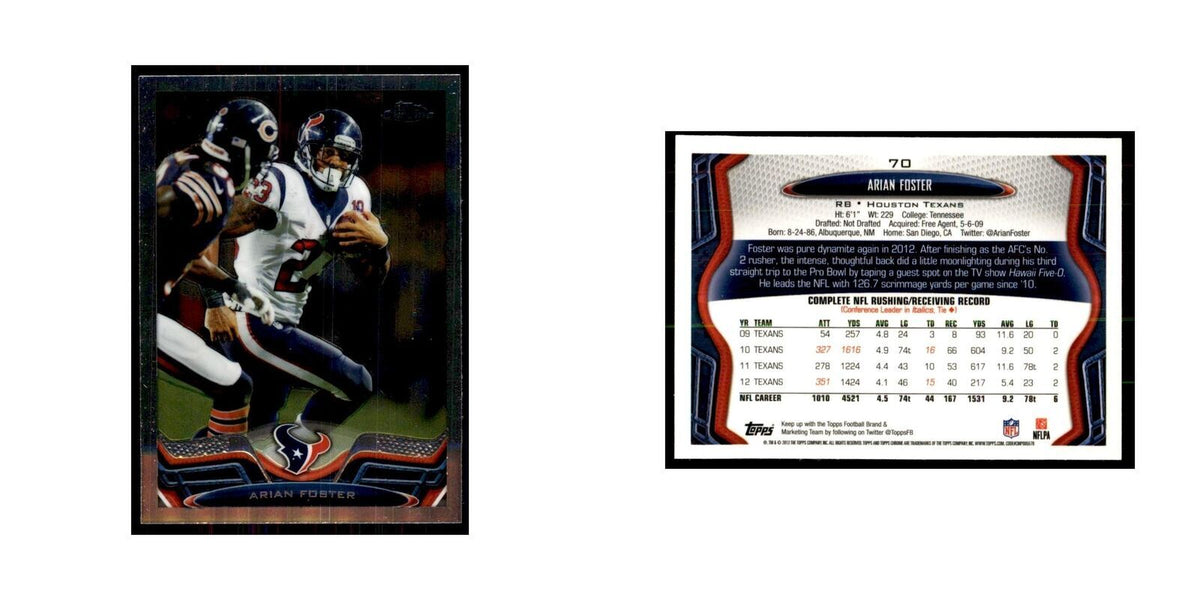2013 Topps Chrome Arian Foster Football Cards #70