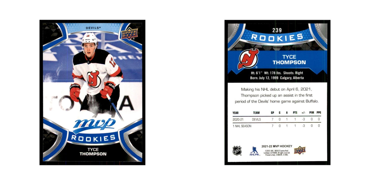 Tyce Thompson Rookie 2021 Upper Deck MVP #239 Hockey Cards Hockey Card NM