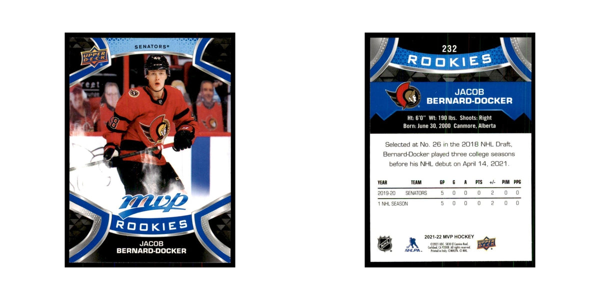 Jacob Bernard-Docker Rookie 2021 Upper Deck MVP #232 Hockey Cards Hockey Card NM