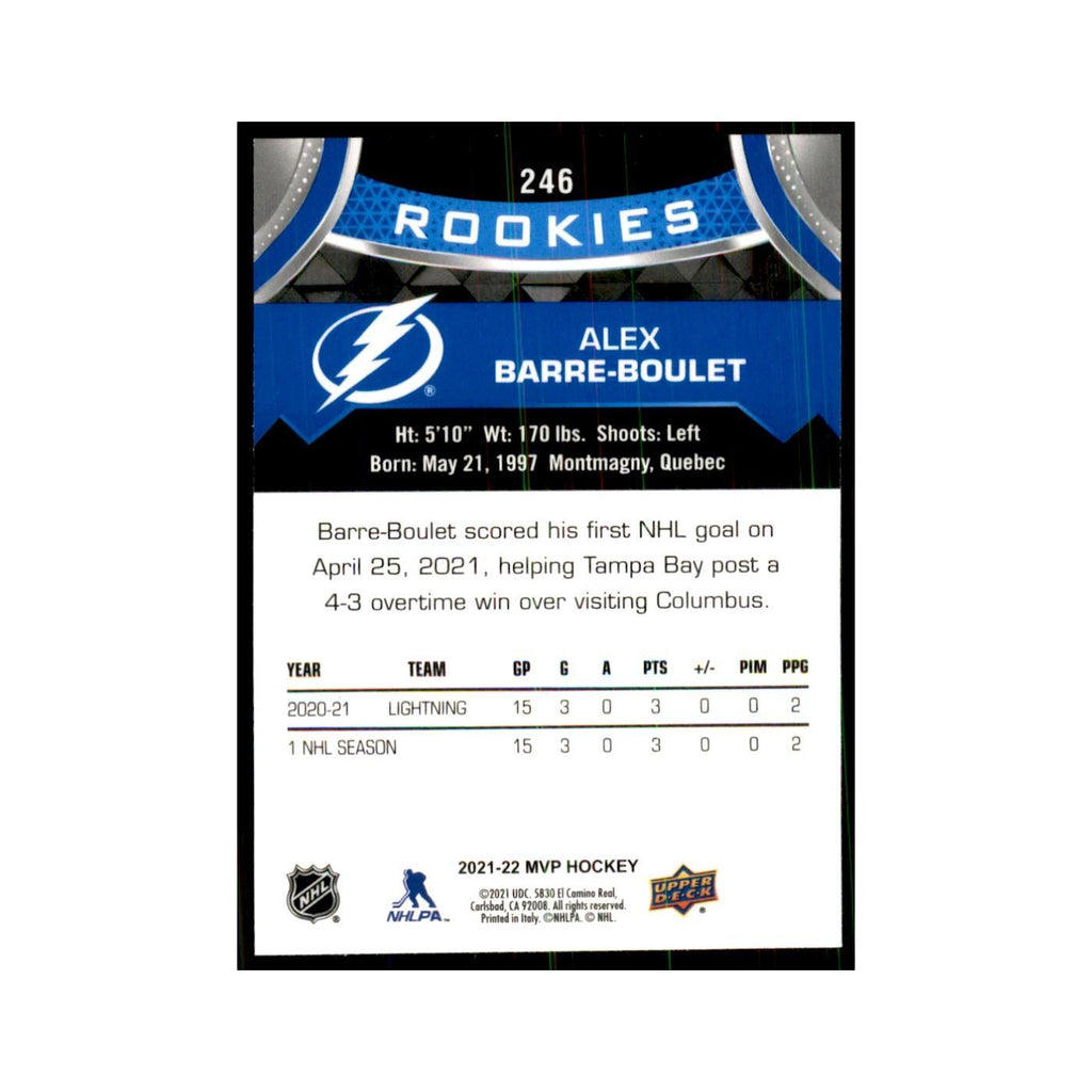 Alex Barre-Boulet Rookie 2021 Upper Deck MVP #246 Hockey Cards Hockey Card NM