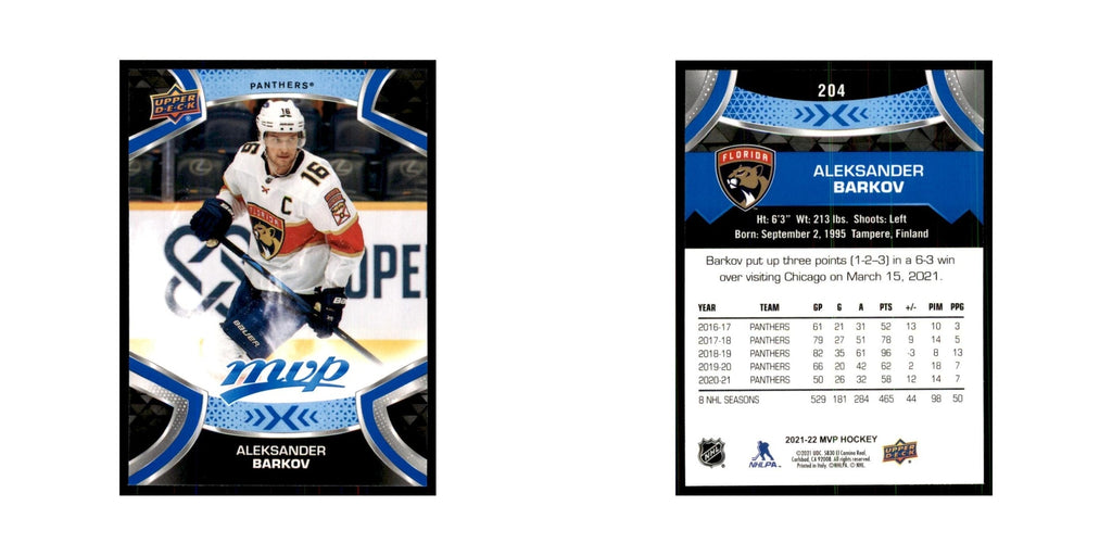 Aleksander Barkov 2021 Upper Deck MVP #204 Hockey Cards Hockey Card NM