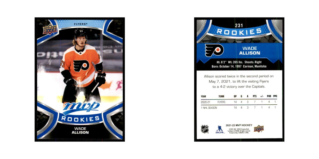 Wade Allison Rookie 2021 Upper Deck MVP #231 Hockey Cards Hockey Card NM