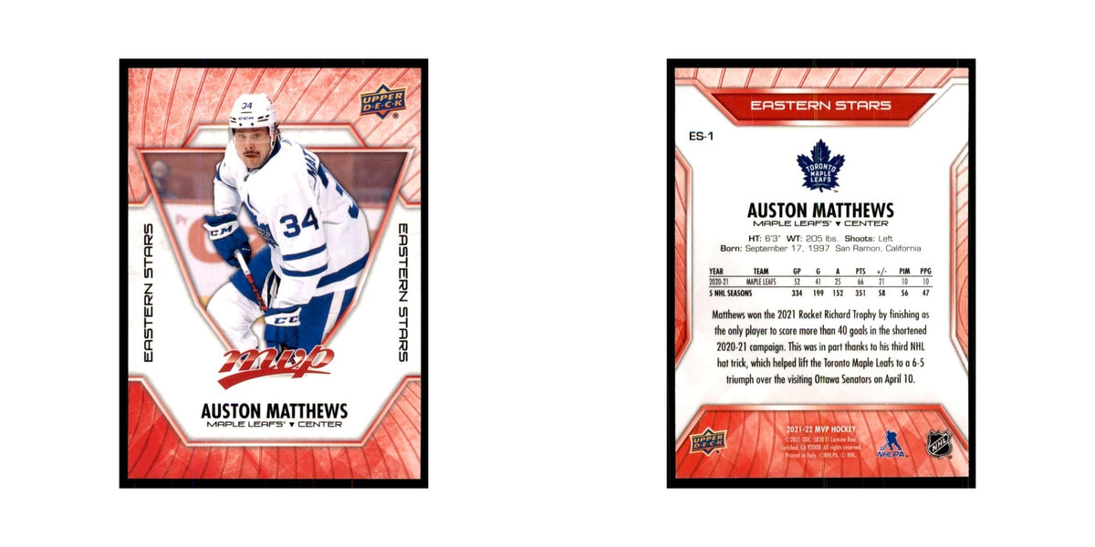 Auston Matthews 2021 Upper Deck MVP #ES-1 Hockey Cards Hockey Card NM