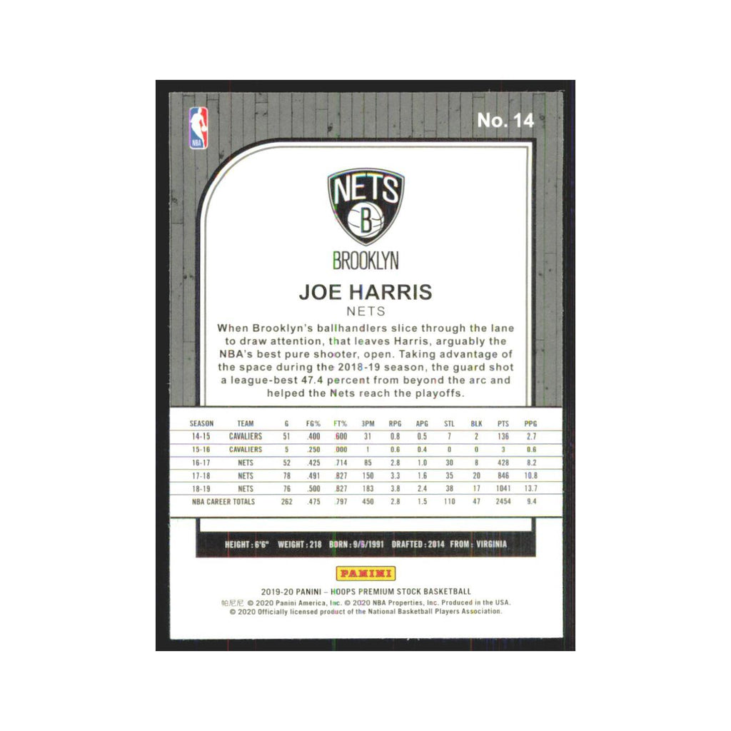 Joe Harris 2019 NBA Hoops Premium #14 Brooklyn Nets Basketball Card NM