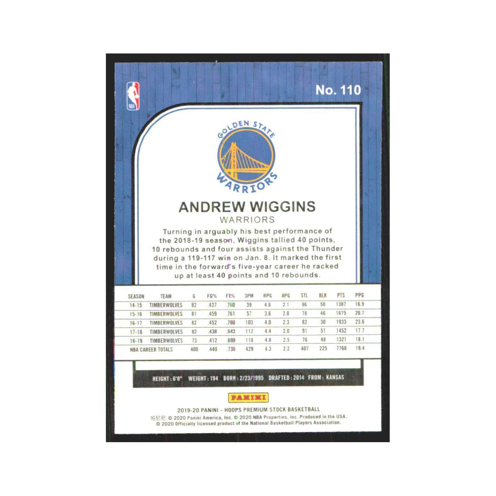 Andrew Wiggins 2019 NBA Hoops Premium #110 Golden State Warriors NM