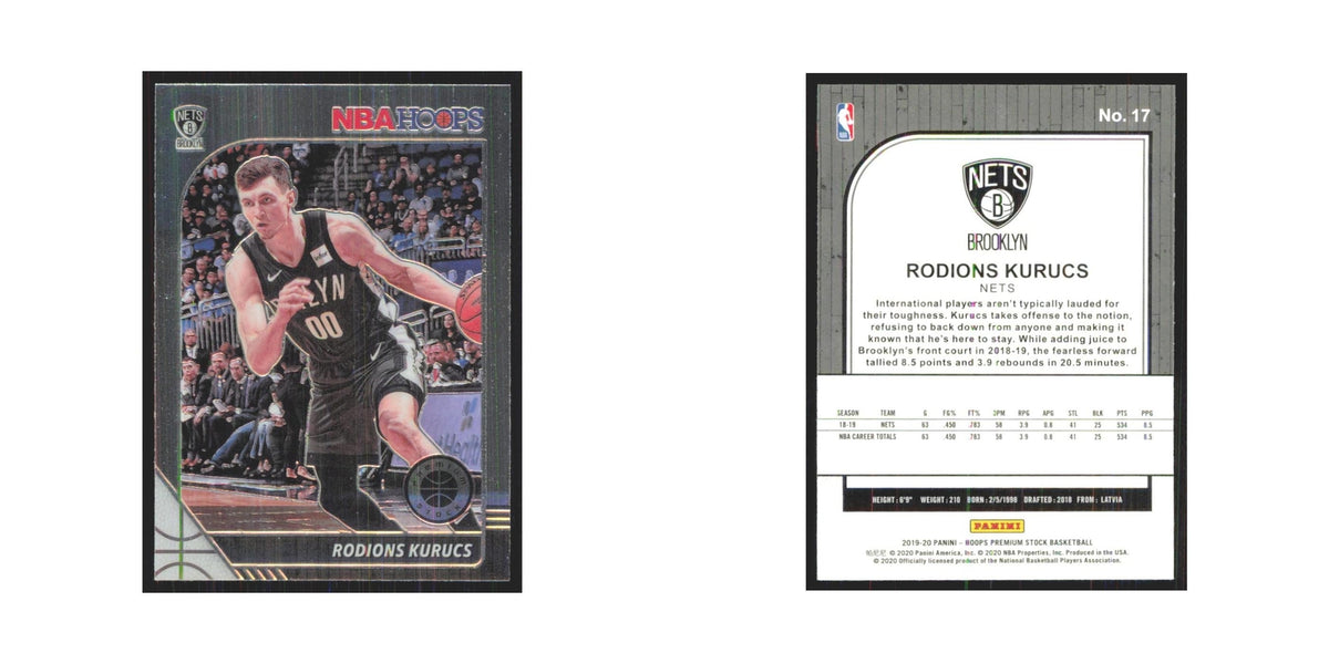 Rodions Kurucs 2019 NBA Hoops Premium #17 Brooklyn Nets Basketball Card NM