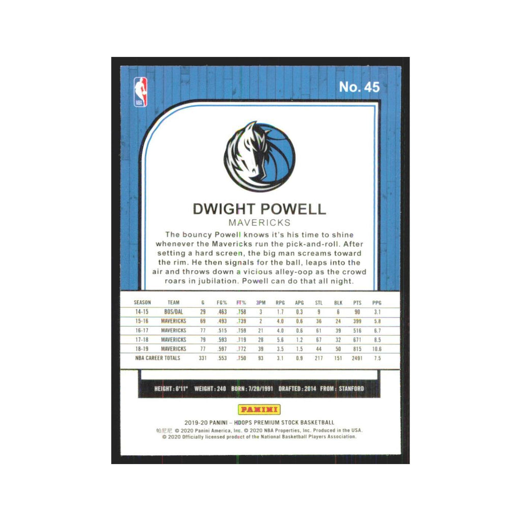Dwight Powell 2019 NBA Hoops Premium #45 Dallas Mavericks Basketball Card NM