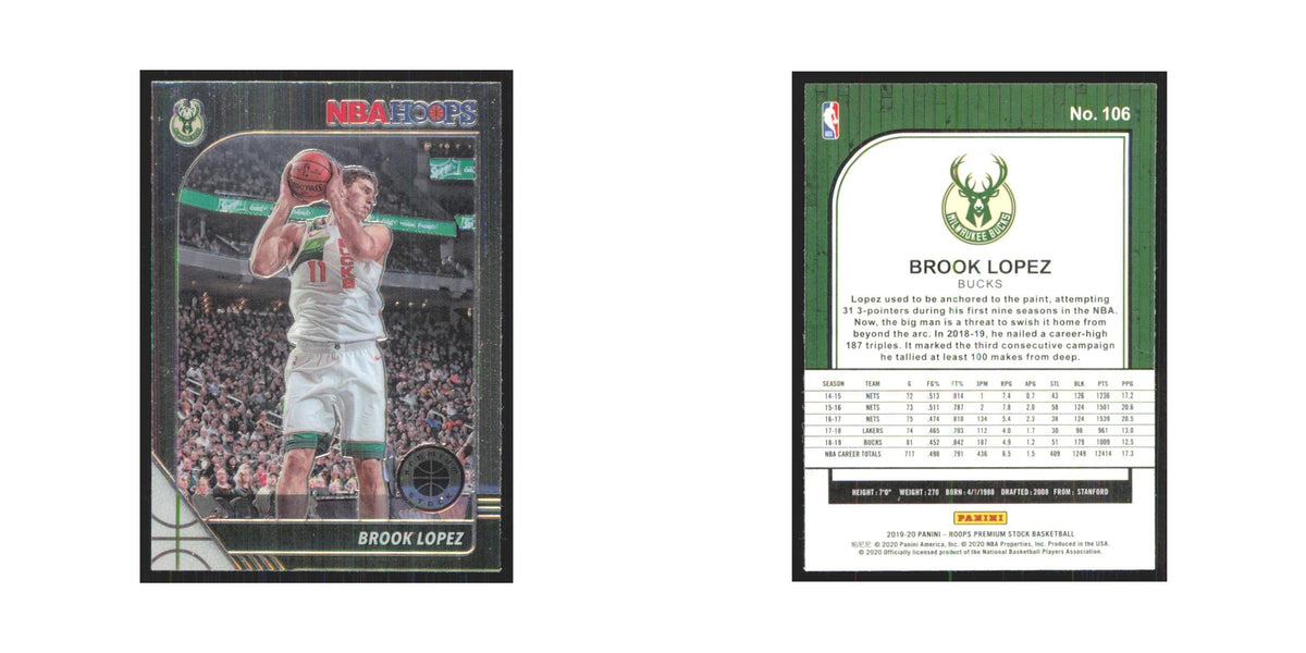 Brook Lopez 2019 NBA Hoops Premium #106 Milwaukee Bucks Basketball Card NM