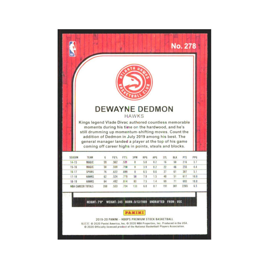 Dewayne Dedmon 2019 NBA Hoops Premium #278 Atlanta Hawks Basketball Card NM