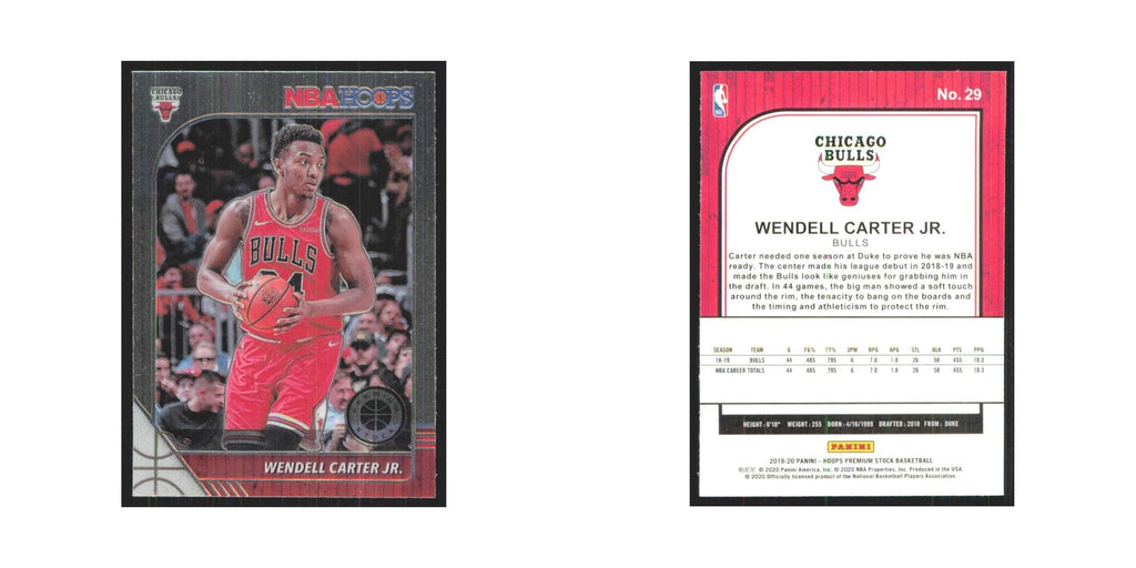Wendell Carter Jr. 2019 NBA Hoops Premium #29 Chicago Bulls Basketball Card NM