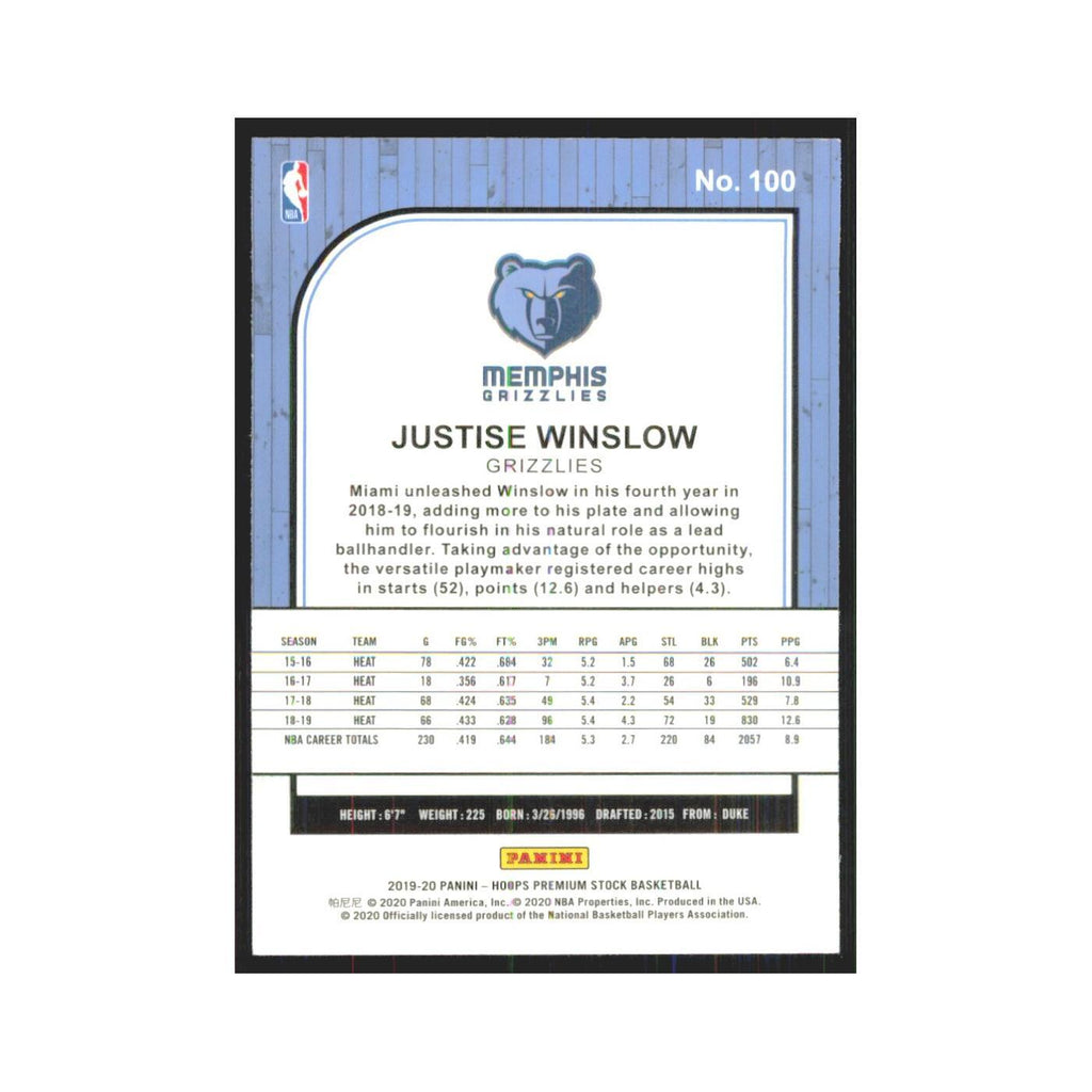 Justise Winslow 2019 NBA Hoops Premium #100 Memphis Grizzlies Basketball Card NM