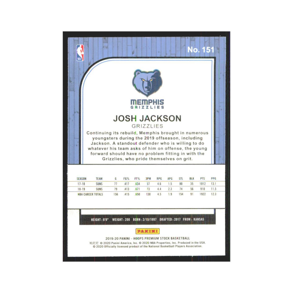 Josh Jackson 2019 NBA Hoops Premium #151 Memphis Grizzlies Basketball Card NM