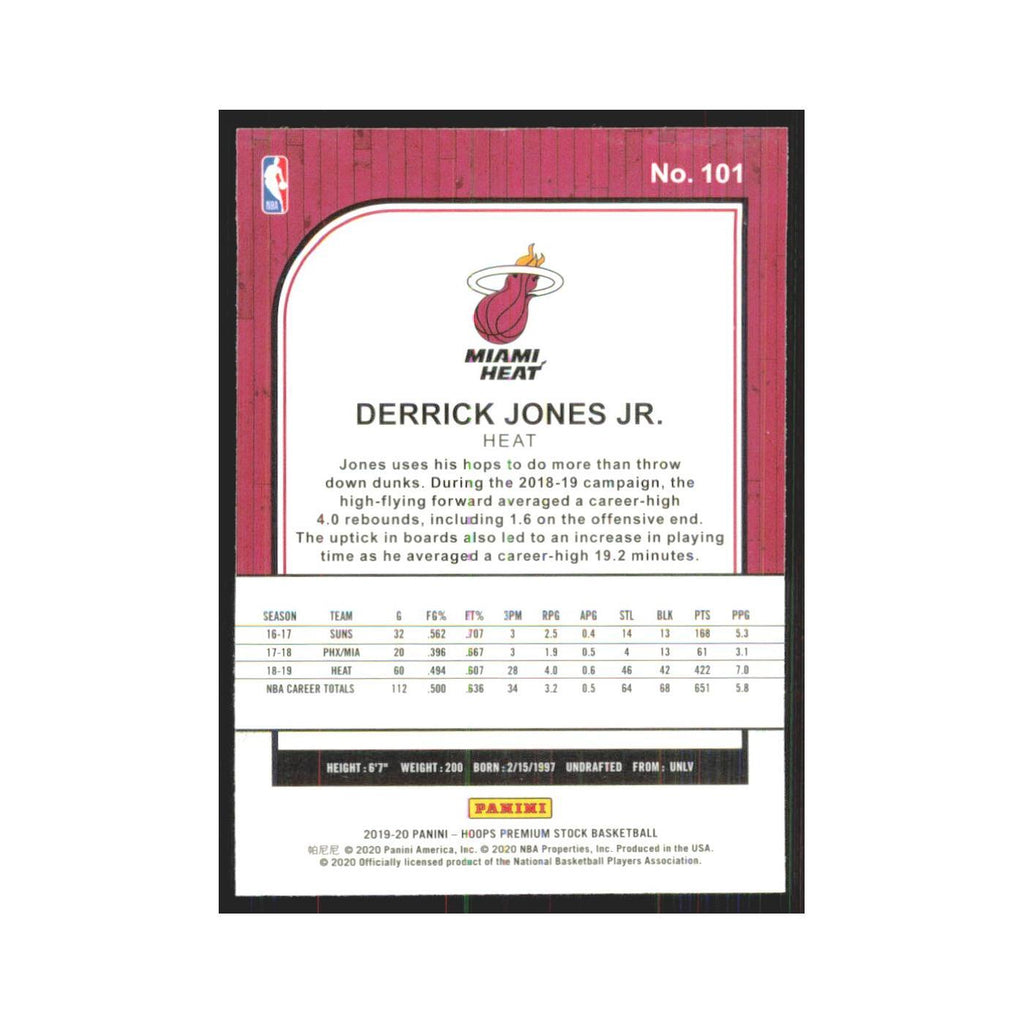 Derrick Jones Jr. 2019 NBA Hoops Premium #101 Miami Heat Basketball Card NM