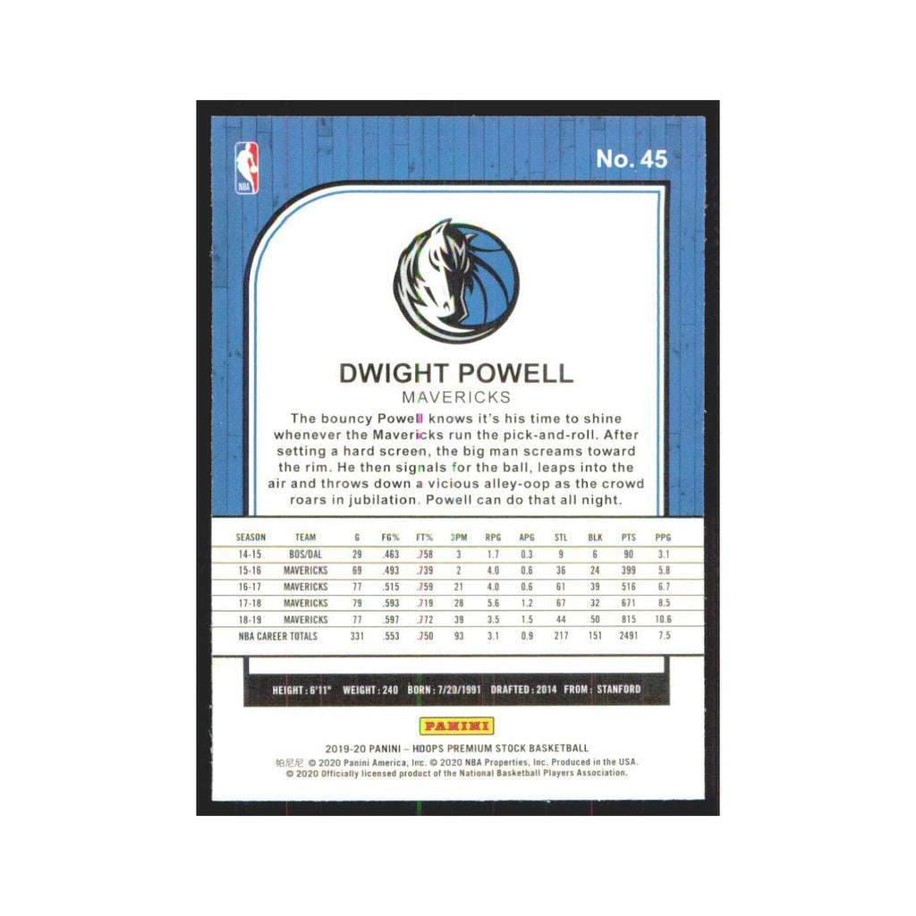 Dwight Powell 2019 NBA Hoops Premium #45 Dallas Mavericks Basketball Card NM