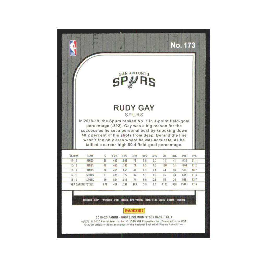 Rudy Gay 2019 NBA Hoops Premium #173 San Antonio Spurs Basketball Card NM