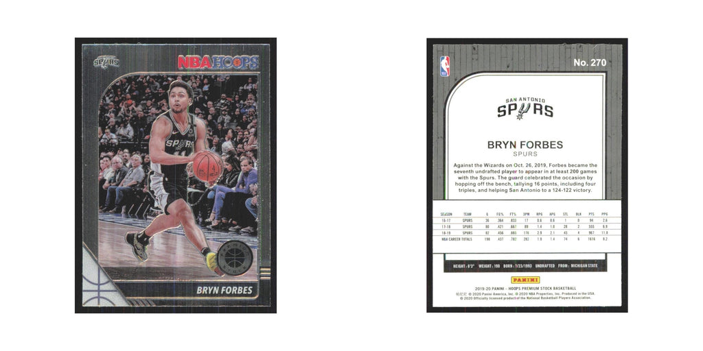 Bryn Forbes 2019 NBA Hoops Premium #270 San Antonio Spurs Basketball Card NM
