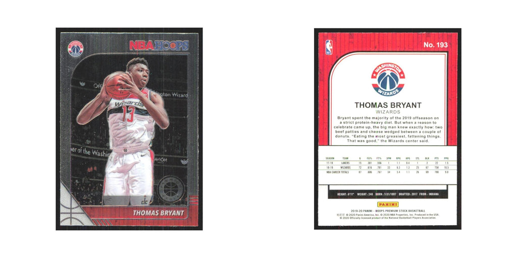 Thomas Bryant 2019 NBA Hoops Premium #193 Washington Wizards Basketball Card NM