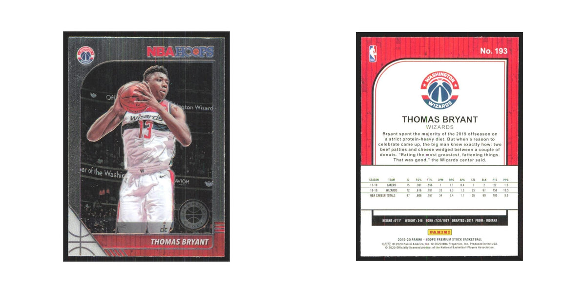 Thomas Bryant 2019 NBA Hoops Premium #193 Washington Wizards Basketball Card NM