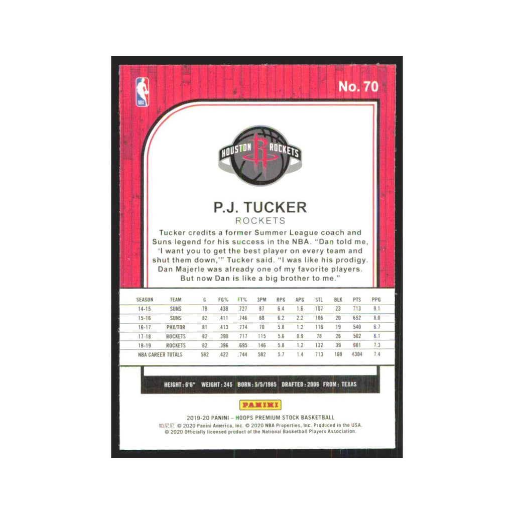 P.J. Tucker 2019 NBA Hoops Premium #70 Houston Rockets Basketball Card NM