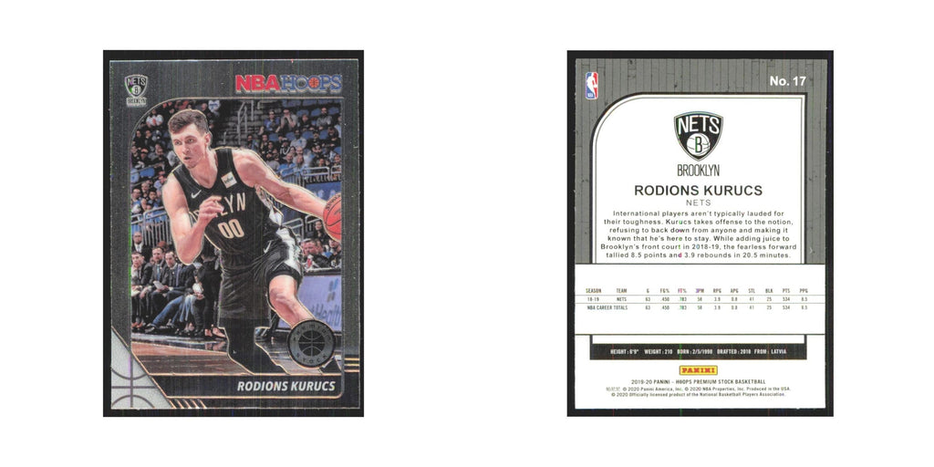 Rodions Kurucs 2019 NBA Hoops Premium #17 Brooklyn Nets Basketball Card NM