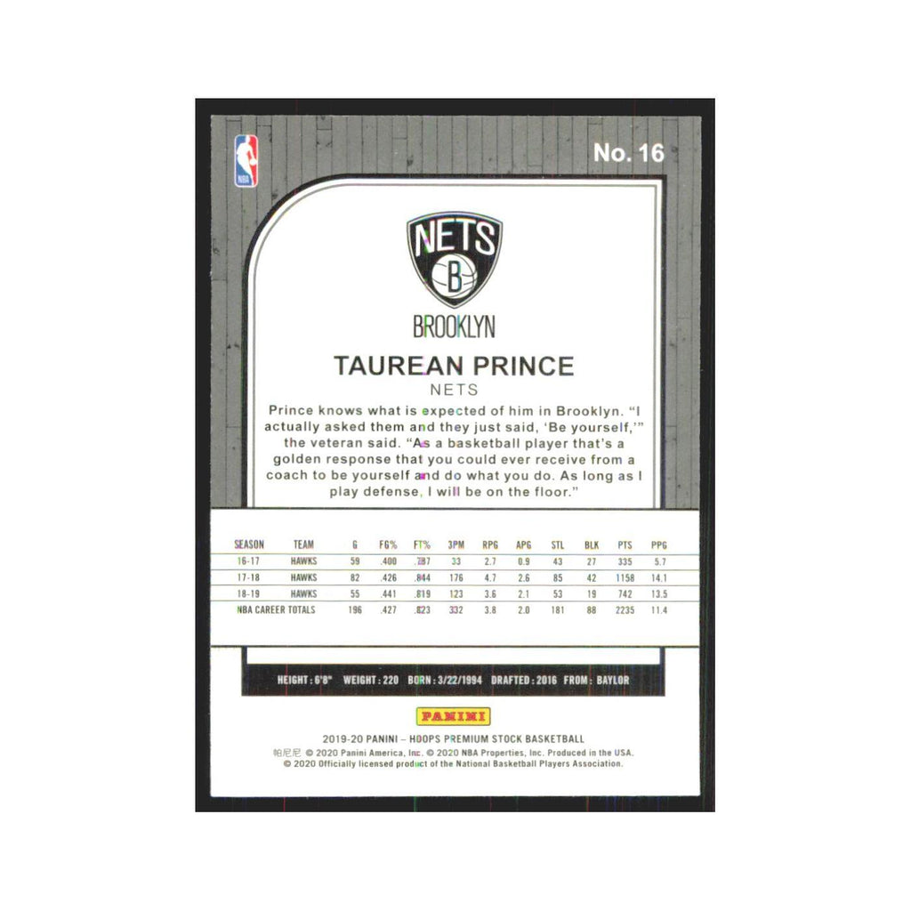 Taurean Prince 2019 NBA Hoops Premium #16 Brooklyn Nets Basketball Card NM