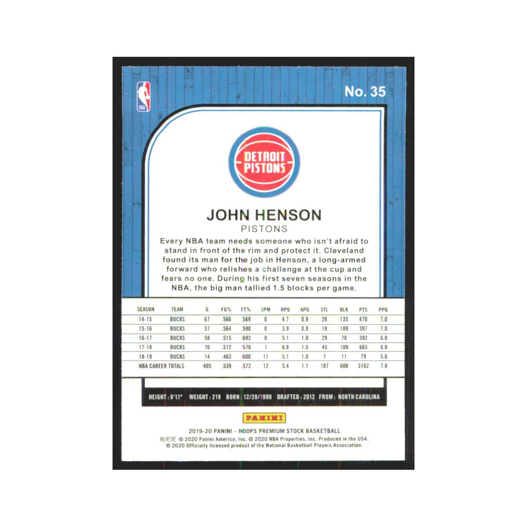 John Henson 2019 NBA Hoops Premium #35 Detroit Pistons Basketball Card NM