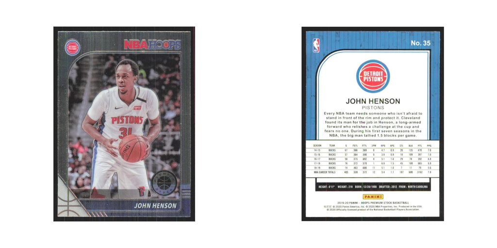 John Henson 2019 NBA Hoops Premium #35 Detroit Pistons Basketball Card NM