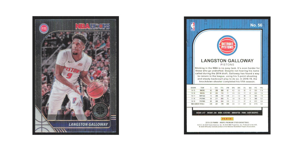 Langston Galloway 2019 NBA Hoops Premium #56 Detroit Pistons Basketball Card NM