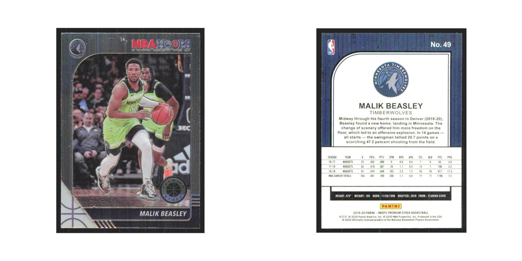Malik Beasley 2019 NBA Hoops Premium #49 Minnesota Timberwolves NM