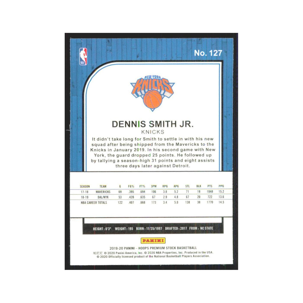 Dennis Smith Jr. 2019 NBA Hoops Premium #127 New York Knicks Basketball Card NM
