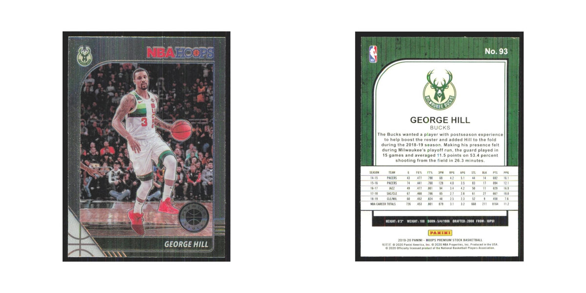 George Hill 2019 NBA Hoops Premium #93 Milwaukee Bucks Basketball Card NM