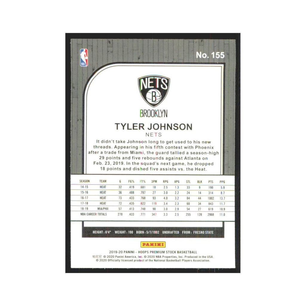 Tyler Johnson 2019 NBA Hoops Premium #155 Brooklyn Nets Basketball Card NM