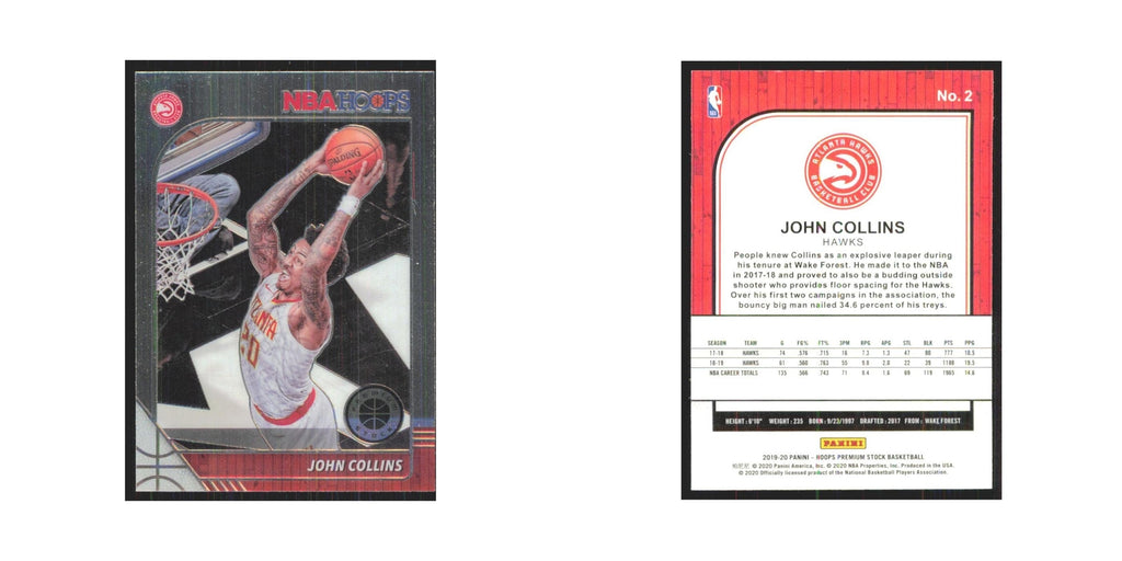 John Collins 2019 NBA Hoops Premium #2 Atlanta Hawks Basketball Card NM
