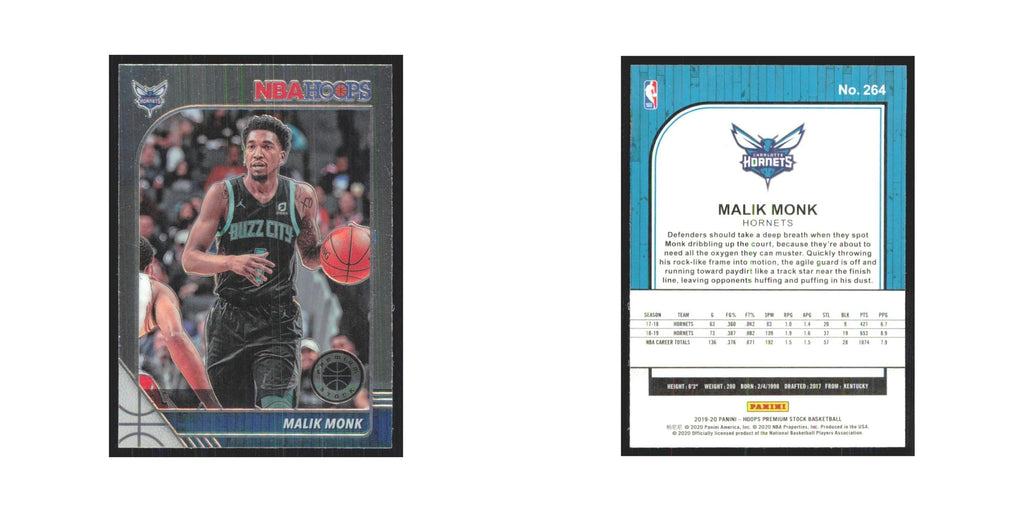 Malik Monk 2019 NBA Hoops Premium #264 Charlotte Hornets Basketball Card NM